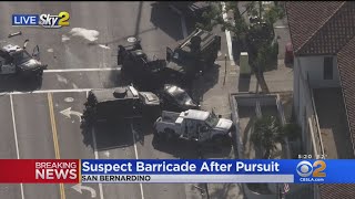 Suspect barricaded after a pursuit in San Bernardino