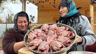 Fried Quails Kebab on The Grill in Azerbaijan Village