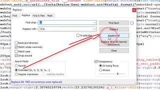 Notepad++ Replace - CSS Stylesheet Extension