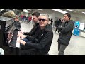 four random strangers jam on a public piano