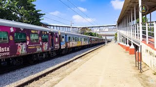 Chennai Mysore Shatabdi Exp enthusiastically sounding its horn and swiftly speeding at hoodi