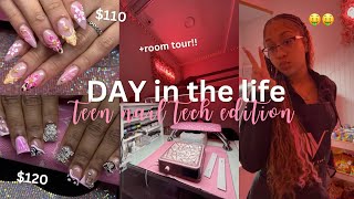 day in the life *teen nail tech edition* πΈ