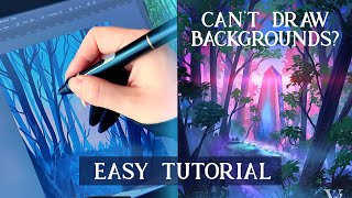 Draw with me fantasy background, easy tutorial