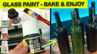 Pebeo Vitrea Glass Paint Review - Best Way to Paint Glass Bottles \u0026 Dishes Permanently