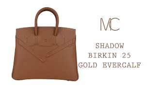 Hermes Shadow Birkin 25 Bag Gold Evercalf Limited Edition • MIGHTYCHIC •