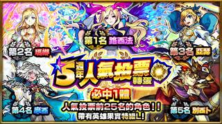 1/25機會 FANS玉「5週年人氣投票轉蛋」【 怪物彈珠 Monster Strike /モンスト】