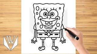 How to draw Spongebob Step by step, Drawing Tutorial Trick Easy For Kids