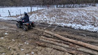 I carried the logs with an ATV to the Forest Cabin!