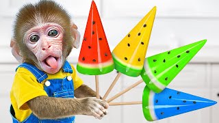 Monkey BuBu Make a Delicious Rainbow Jelly for Puppy and Play Happily in the Park - MONO BUBU ESP