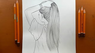 disegni facile | Come disegnare una ragazza capelli lunghi | Disegno a matita | Simple drawing girl