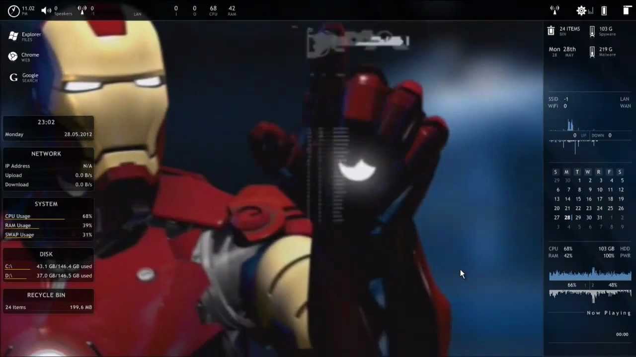 Iron Man Dreamscene Rainmeter Windows 7 Youtube