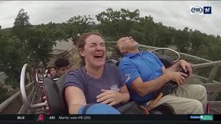 Augie rides the Hades rollercoaster at Mt. Olympus in the Wisconsin Dells