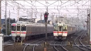 JR東海 311系 貨物線を走る回送列車 ＆ 313系 新快速列車 並走 清洲駅貨物線