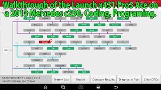 Walkthrough of the Launch x431 Pro3 Ace on a Mercedes C250, Coding, programming.