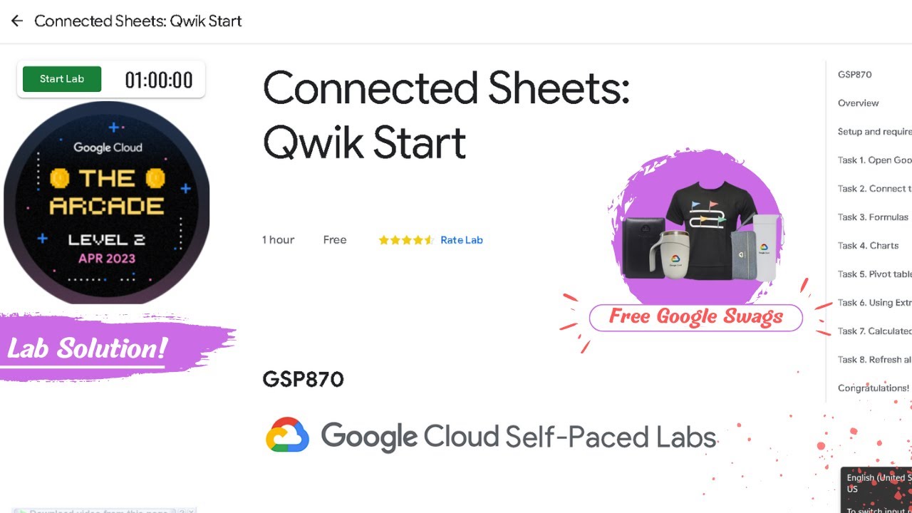 Connected Sheets Qwik Start Lab Solution Arcade Level 2 Gsp870