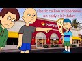 Classic Caillou Misbehaves On Cody's Birthday And Get's Grounded!