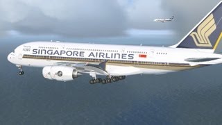 Singapore Airlines A380 \u0026 B747 Changi Airport landing [FSX HD]