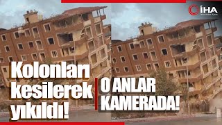 Kolonları Kesilerek Yıkılan 8 Katlı Binana Saniyeler İçinde Yerle Bir Oldu