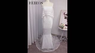 HEBEOS-Trumpet/Mermaid Lace Ruffles Strapless Sleeveless Sweep/Brush Train Wedding Dresses