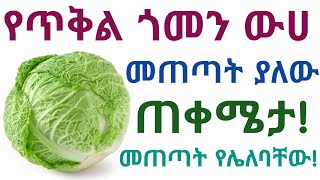 የጥቅል ጎመን 🥬 ውሀ የጤና ጥቅሞች እና መጠቀም የሌለባቸው ሰዎች| ጥቅል ጎመን| Benefits of cabbage 🥬 water and side effects