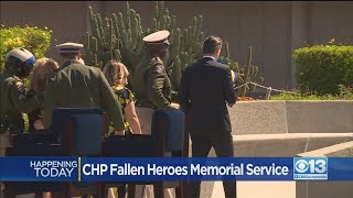 Gov. Newsom Pays Tribute To Fallen Officer Kirk Griess At CHP Memorial