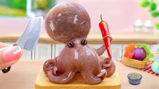 Yummy Cooking Korean Octopus Stir Fry Sriracha in Miniature Kitchen - ASMR Cooking Mini Food