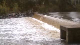 Strong flows over the Manilla Weir on the Namoi River