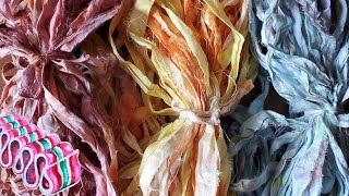 Dyeing Silk Sari Ribbon - the Corny Trio! How 3 methods of dyeing beginner