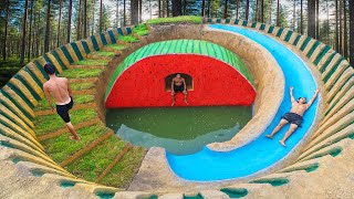 Build Underground Swimming Pool Water Slide Around Secret Underground Watermelon House