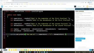 Code HS Add Fractions in Java