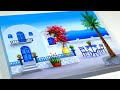 acrylic painting | Blue Door | seascape  painting | Santorini greece painting