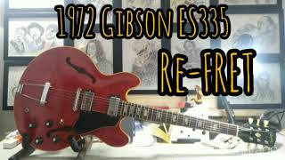 #bassboifretworks EP.45 | [time lapse] 1972 Gibson ES335 RE-FRET binding nibs