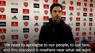 Mikel Arteta apologises to fans following loss to Liverpool