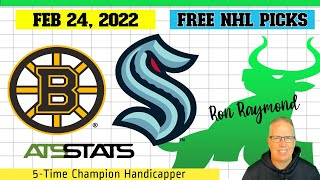 Boston Bruins vs  Seattle Kraken Prediction 2/24/22 -  Free NHL Picks