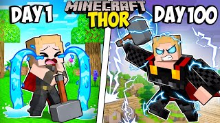 I Survived 100 Days as THOR in Minecraft