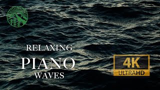 Relaxing Piano Music with Waves Looping 4K - Beautiful Piano, Sleep Music, Stress Relief, Waves