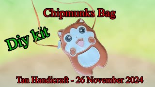 Tutorial ke 1674 - Diy Kit sewing Chipmunks bag leather craft