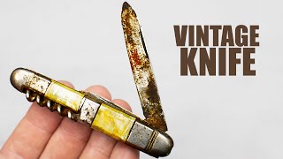 Rusty Vintage Pocket Knife Restoration. Excellent Result