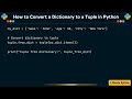 How to Convert a Dictionary to a Tuple in Python