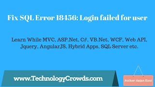 Fix SQL Error 18456: Login failed for user