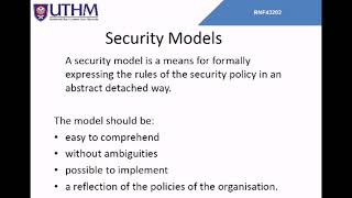 Computer Data Security: Chapter 3 - Security Model