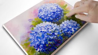 Modern Hydrangea Painting for Beginners / Easy Hydrangeas Finger Painting