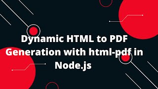 📄 Convert HTML to PDF in Node.js with html-pdf 🚀 Step-by-Step Tutorial!