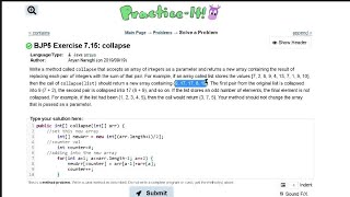 Java Practice It | Exercise 7.15: collapse | arrays, syntax, array basics, condition
