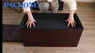 PACKONE กล่องเก็บของนั่งได้ Chair box กล่องเก็บของ นั่งได้ กล่องใส่ของ พับได้ แบบหุ้มหนังPU