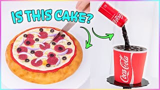 I made PIZZA 🍕 and COCA-COLA 🥤 cakes that look REAL!! (This is making me hungry 🫣)
