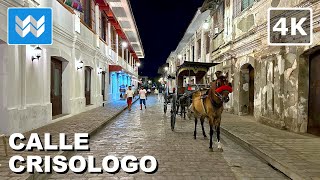 [4K] Calle Crisologo at Night in Vigan City Ilocos Sur Philippines 🇵🇭 Walking Tour \u0026 Travel Guide