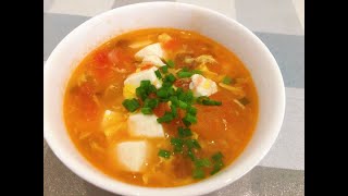 20秒學做菜——開胃的番茄豆腐湯