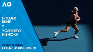 Holger Rune v Yoshihito Nishioka Extended Highlights | Australian Open 2024 First Round