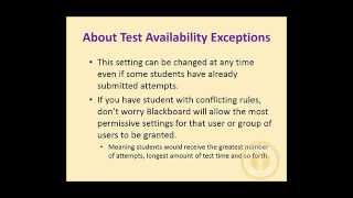 Bb - Test Availability Exceptions